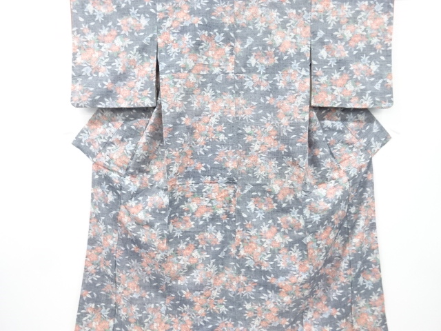 JAPANESE KIMONO / ANTIQUE KIMONO / SILK / TSUMUGI / WOVEN FLOWER